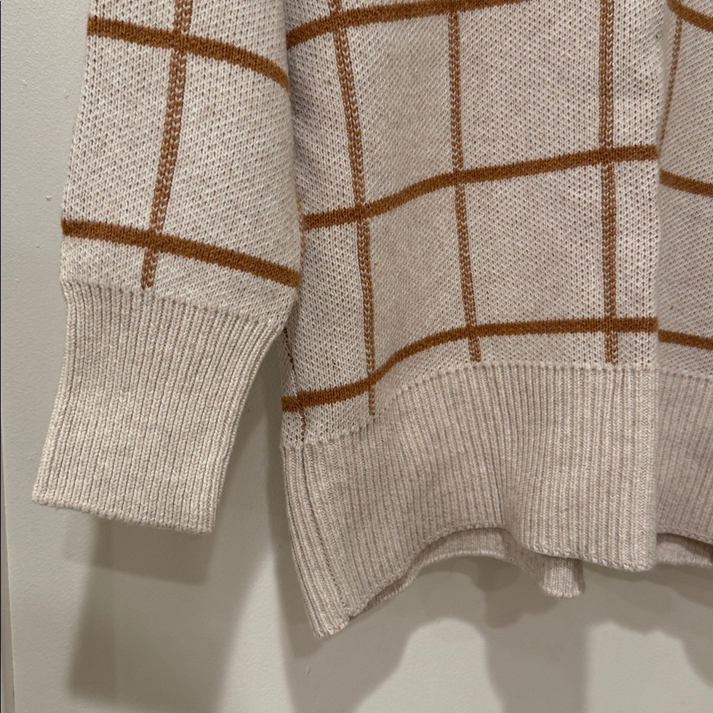 Madewell Pearldale Heather Oak Windowpane Turtleneck Sweater Sz XS - Picture 5 of 10
